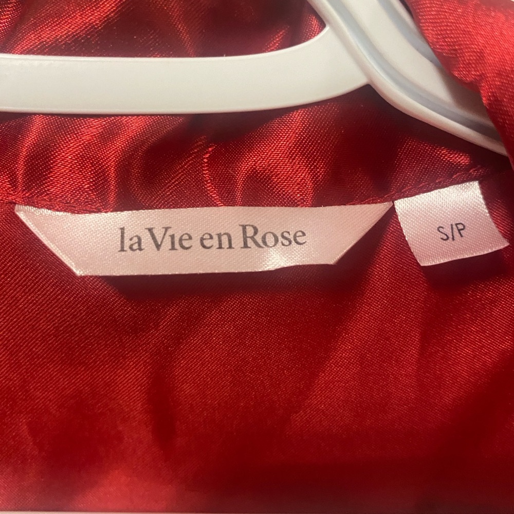 La Vie En Rose Vibrant Red Satin Blouse
